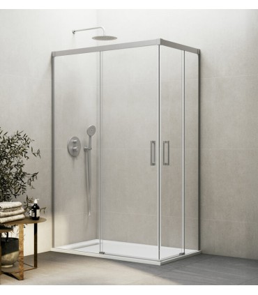 Box doccia 2 fissi +2 scorrevoli BASIC NICHEL ad angolo