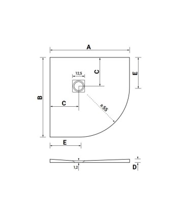 Piatto doccia semicircolare in resina BARCELONA CURVE