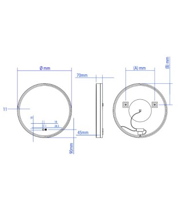 Specchio da bagno rotondo con illuminazione BOLOGNA