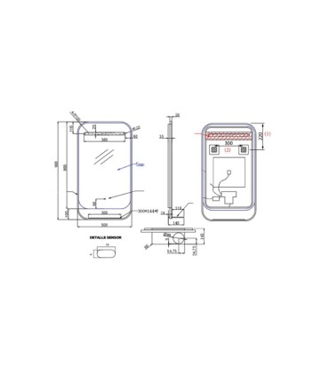 Specchio da bagno con LED e caricabatterie wireless CONCEPT
