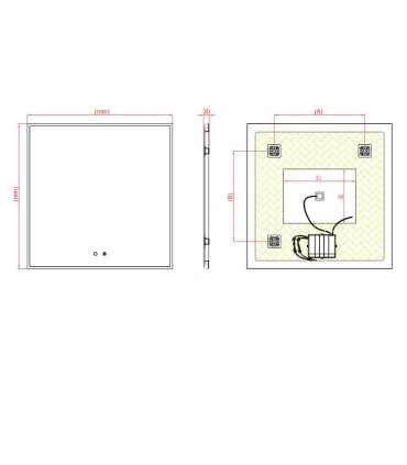 Specchio da bagno quadrato con illuminazione a LED BOSTON