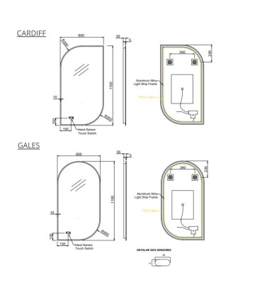 Specchio da bagno retroilluminato con sensore di movimento CARDIFF & GALES