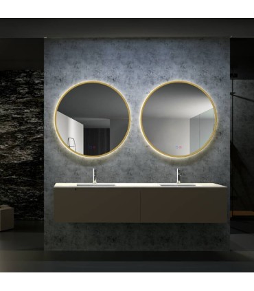 Specchio da bagno rotondo retroilluminato con cornice colorata FUN