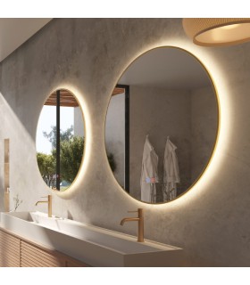 Specchio da bagno rotondo retroilluminato con cornice colorata FUN