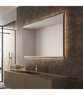 Specchio da bagno retroilluminato con cornice in acciaio inox CALIFORNIA