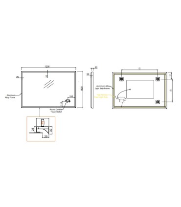 Specchio da bagno retroilluminato con cornice in acciaio inox CALIFORNIA