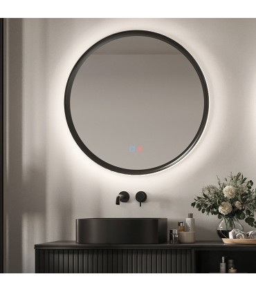 Specchio rotondo retroilluminato con luce perimetrale e cornice TORINO