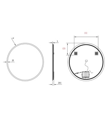 Specchio rotondo con LED BELGICA