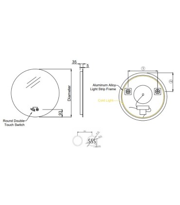 Specchio rotondo con retroilluminazione a LED LISBOA