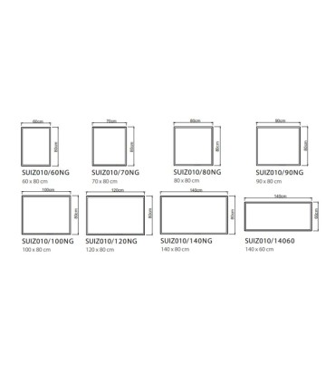 Specchio quadrato con cornice nera e luce LED SUIZA