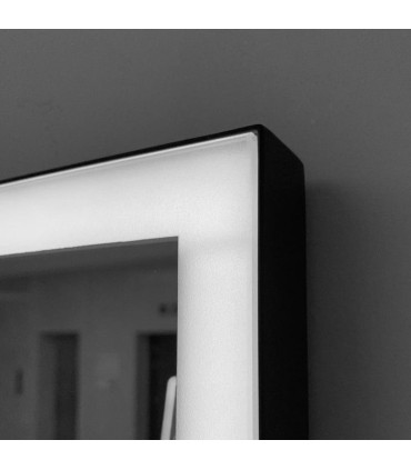 Specchio quadrato con cornice nera e luce LED SUIZA