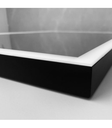 Specchio quadrato con cornice nera e luce LED SUIZA