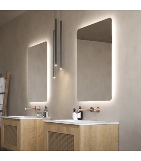 Specchio quadrato retroilluminato con bordo arrotondato DINAMARCA