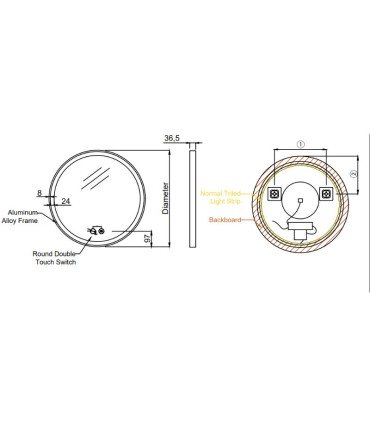 Specchio rotondo TRILED PARIS in vari colori