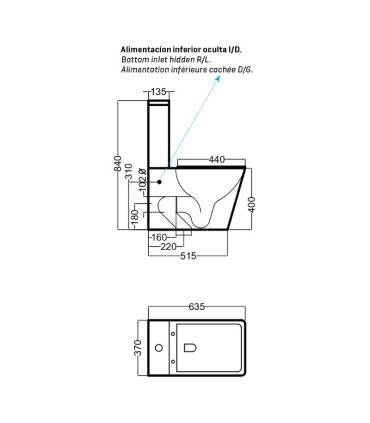 Inodoro completo a pavimento con cassetta bassa Loira