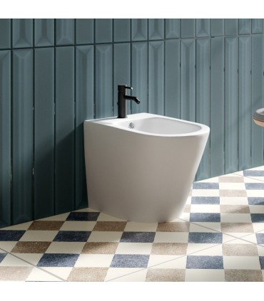 Toilette bianca opaca completa a pavimento con serbatoio basso Saona