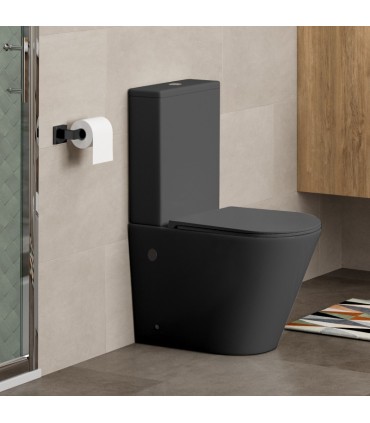 Inodoro nero opaco completo a pavimento con serbatoio basso Saona