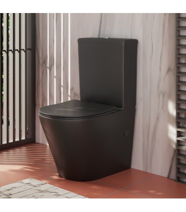 Inodoro nero opaco completo a pavimento con serbatoio basso Saona