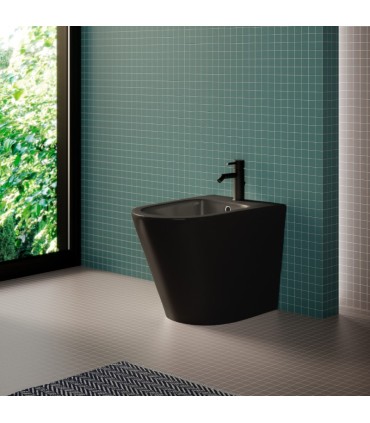 Bide nero opaco completo a pavimento con serbatoio basso Saona