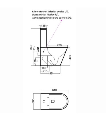 Inodoro nero opaco completo a pavimento con serbatoio basso Saona
