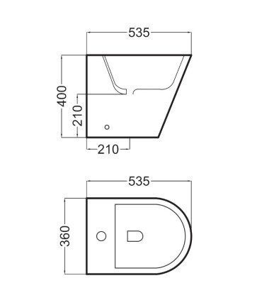 Bide nero opaco completo a pavimento con serbatoio basso Saona