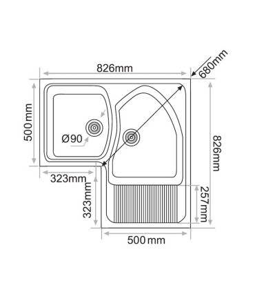 Lavello da cucina Angolare Sopra Piano DÉDALO