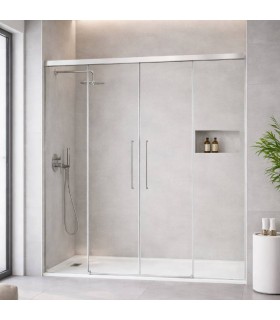 Schermo doccia 2 fissi + 2 scorrevoli PAVÍA Argento lucido
