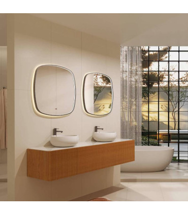 Specchio da bagno a LED con design quadrato e bordi arrotondati CATANIA