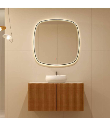 Specchio da bagno a LED con design quadrato e bordi arrotondati CATANIA