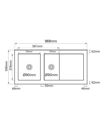 Lavello da appoggio a una vasca e mezza con scolapiatti NEITH