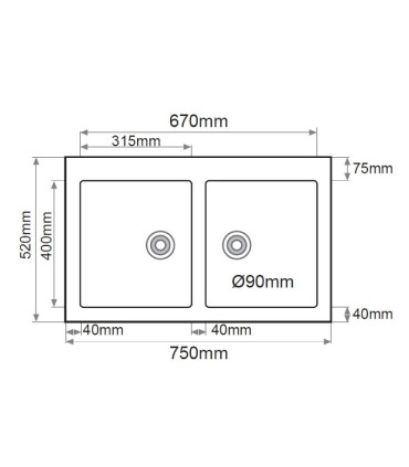 Lavello doppio Sopra Piano BRACO