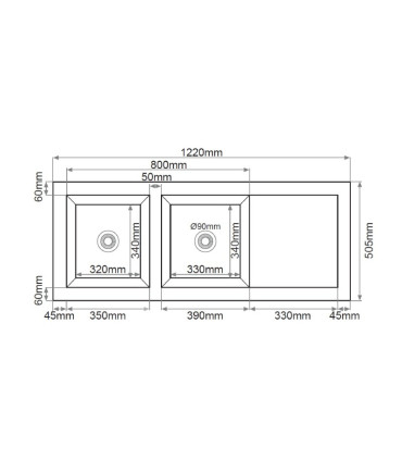 Lavello doppio Sopra Piano con scolapiatti HAPI