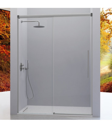 Schermo doccia frontale fissi + scorrevole PAVÍA Argento Lucido