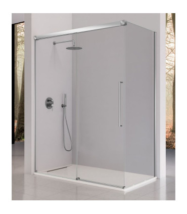 Schermo doccia frontale fissi + scorrevole PAVÍA Argento Lucido