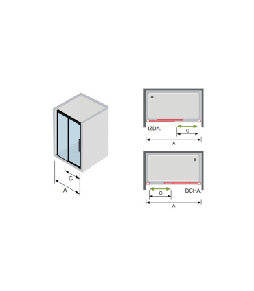 Schermo doccia frontale fissi + scorrevole PAVÍA Nero Opaco