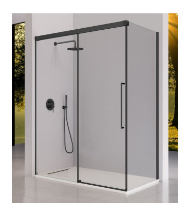 Schermo doccia frontale fissi + scorrevole PAVÍA Nero Opaco
