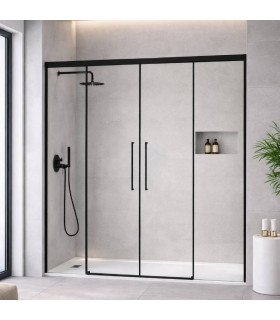 Schermo doccia 2 fissi + 2 scorrevoli PAVÍA Nero Opaco