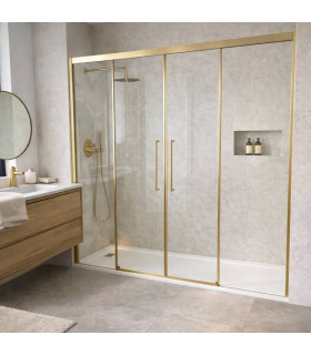 Schermo doccia 2 fissi + 2 scorrevoli PAVÍA Oro Spazzolato