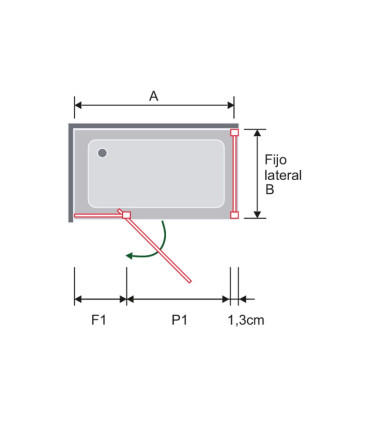 Box doccia per spazi ridotti fisso + porta pivotante 503