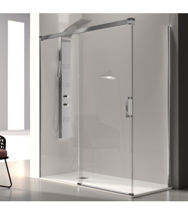 Box doccia frontale Fisso + Scorrevole + Laterale Fisso GLASÉ Argento Lucido