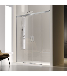 Box doccia 2 frontale Fisso + 2 Scorrevole GLASÉ Argento Lucido
