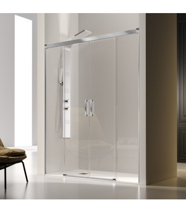 Box doccia 2 frontale Fisso + 2 Scorrevole GLASÉ Argento Lucido