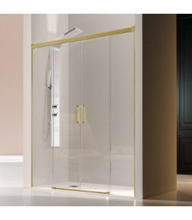 Box doccia 2 frontale Fisso + 2 Scorrevole GLASÉ Oro Spazzolato
