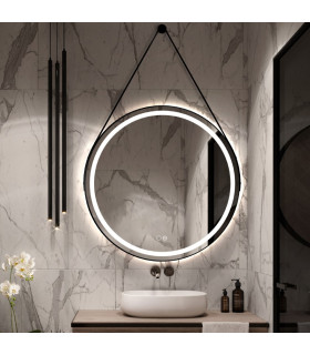Specchio rotondo con luce LED e corda CLOE+