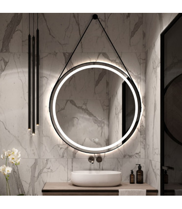 Specchio rotondo con luce LED e corda CLOE+