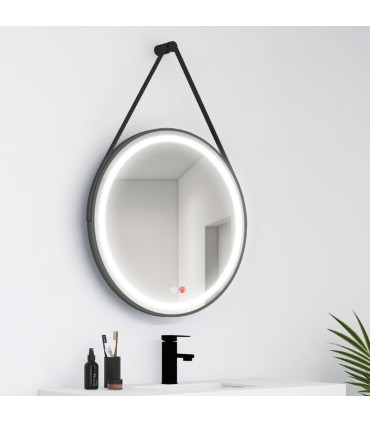 Specchio rotondo con luce LED e corda CLOE+