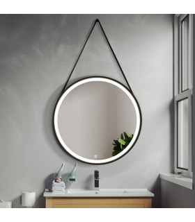 Specchio rotondo con luce LED e corda CLOE