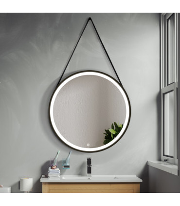 Specchio rotondo con luce LED e corda CLOE