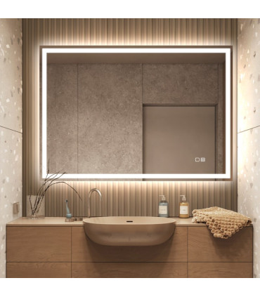 Specchio Rettangolare con luce LED frontale e Bluetooth MINERVA+
