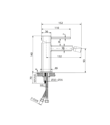 Rubinetto Monocomando per Bidet TOSCANA Nichel
